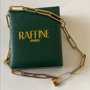 Punk rock safety pin Raffine Paris Gold Chain Adjustable Necklace / Choker
